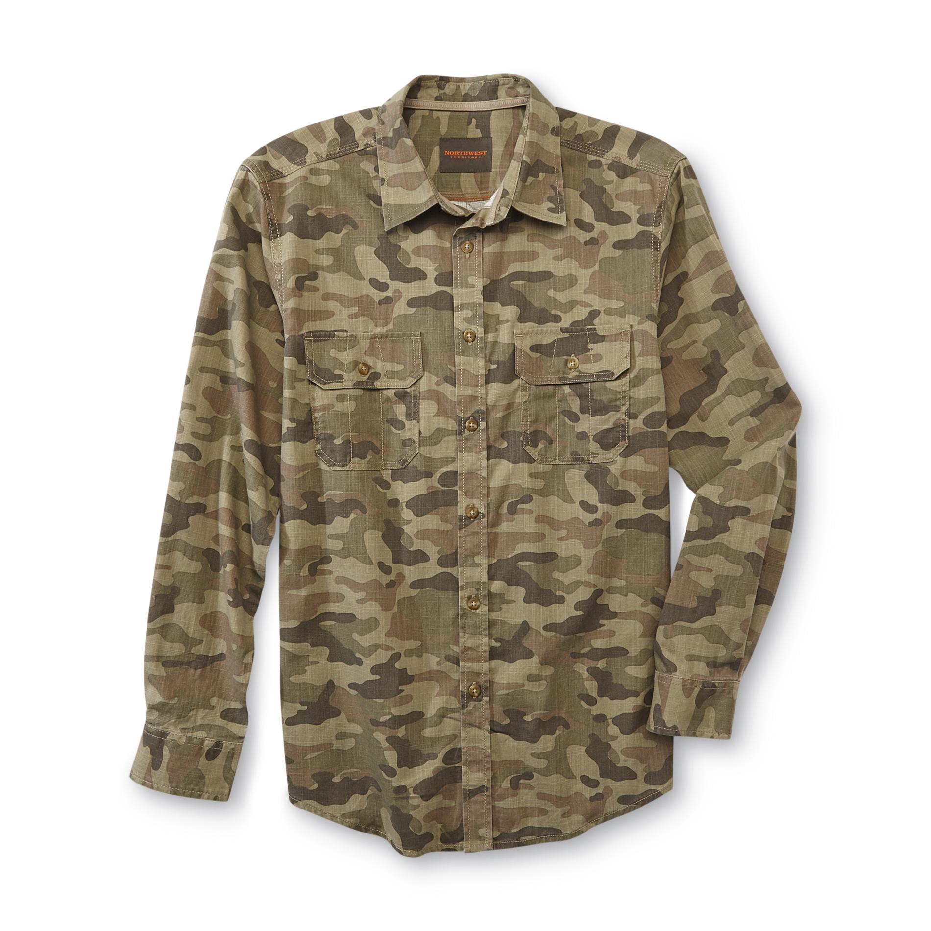 Northwest Territory Men's Big & Tall Crosshatch Button-Front Shirt - Camouflage