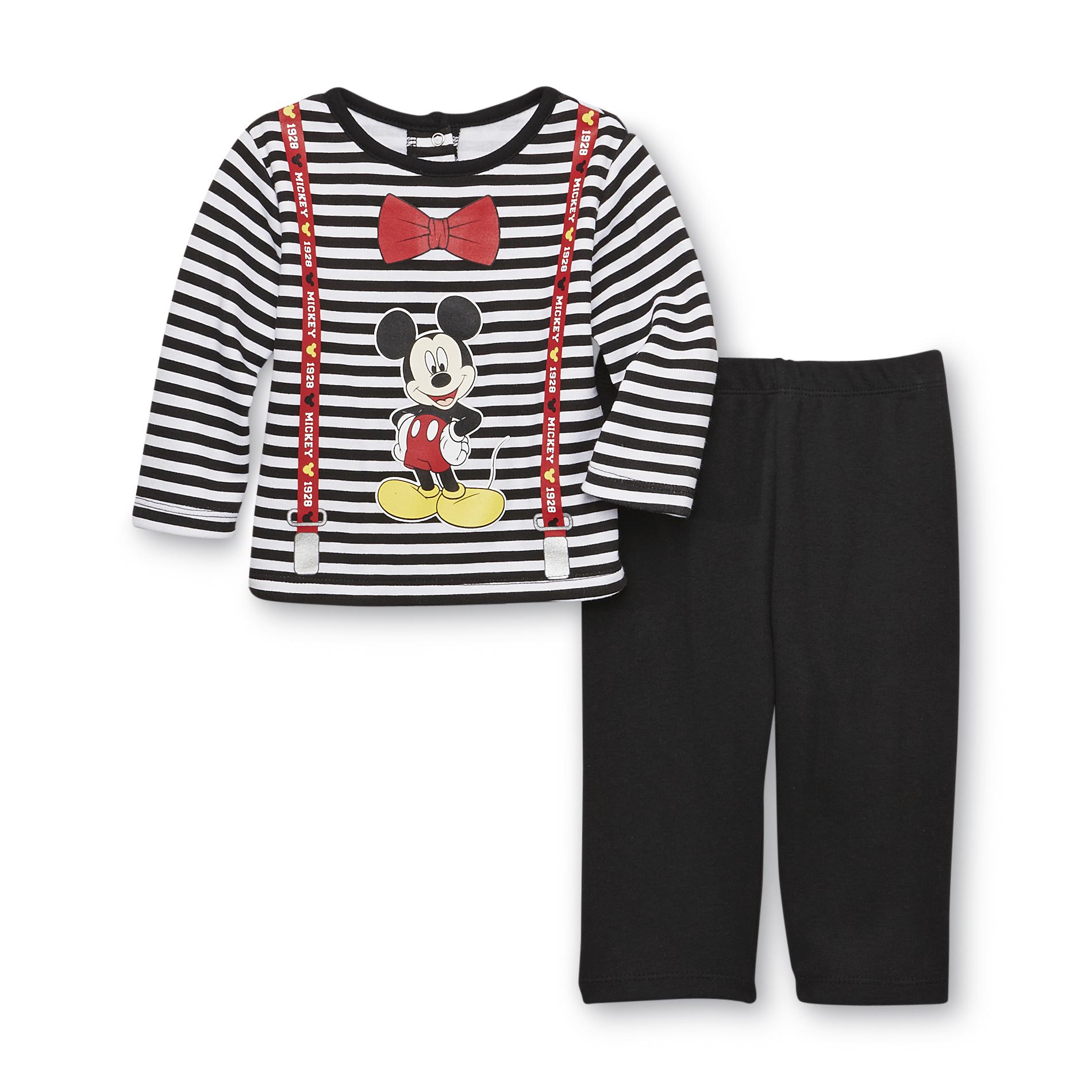 Disney Mickey Mouse Newborn Boy's Long-Sleeve T-Shirt & Pants