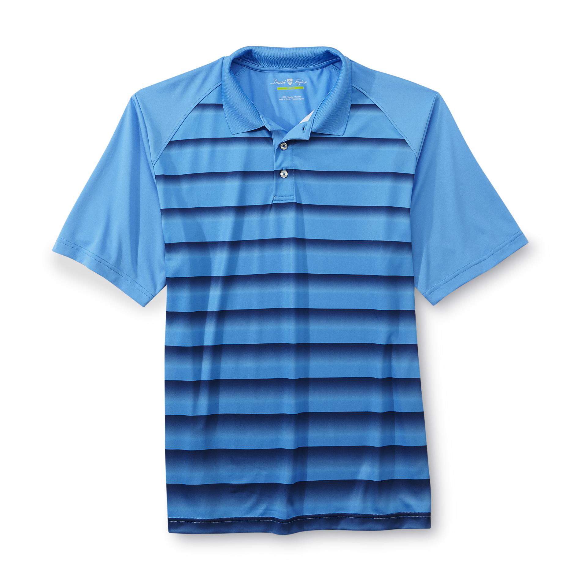 David Taylor Collection Men's Big & Tall Jersey Polo Shirt - Ombre Striped