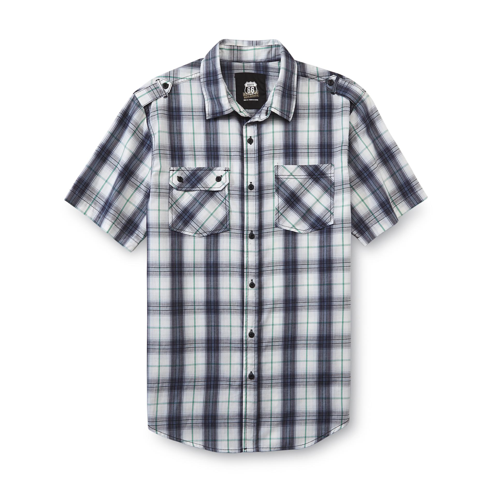 Route 66 Men's Modern Button-Front Shirt - Plaid