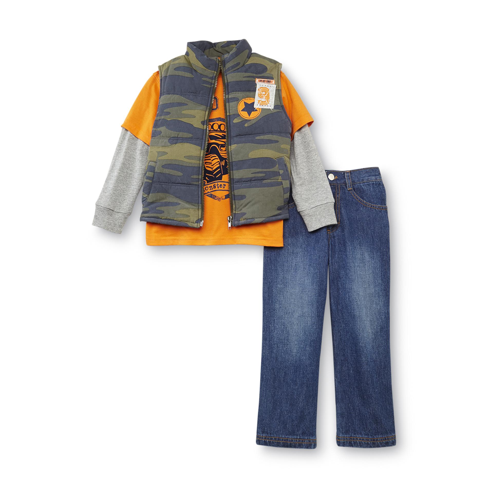 Little Rebels Toddler Boy's Vest  T-shirt & Jeans - Road King