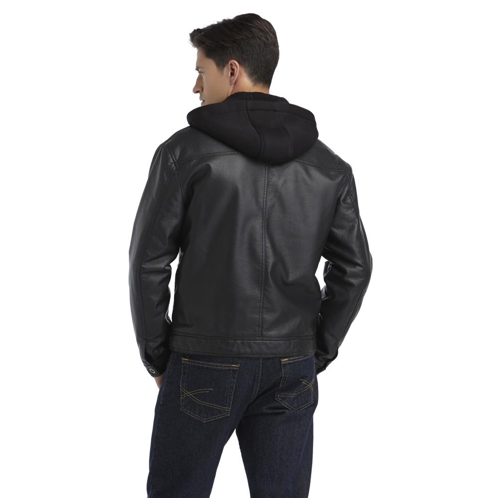 Route 66 Men's Faux Leather Hooded Jacket