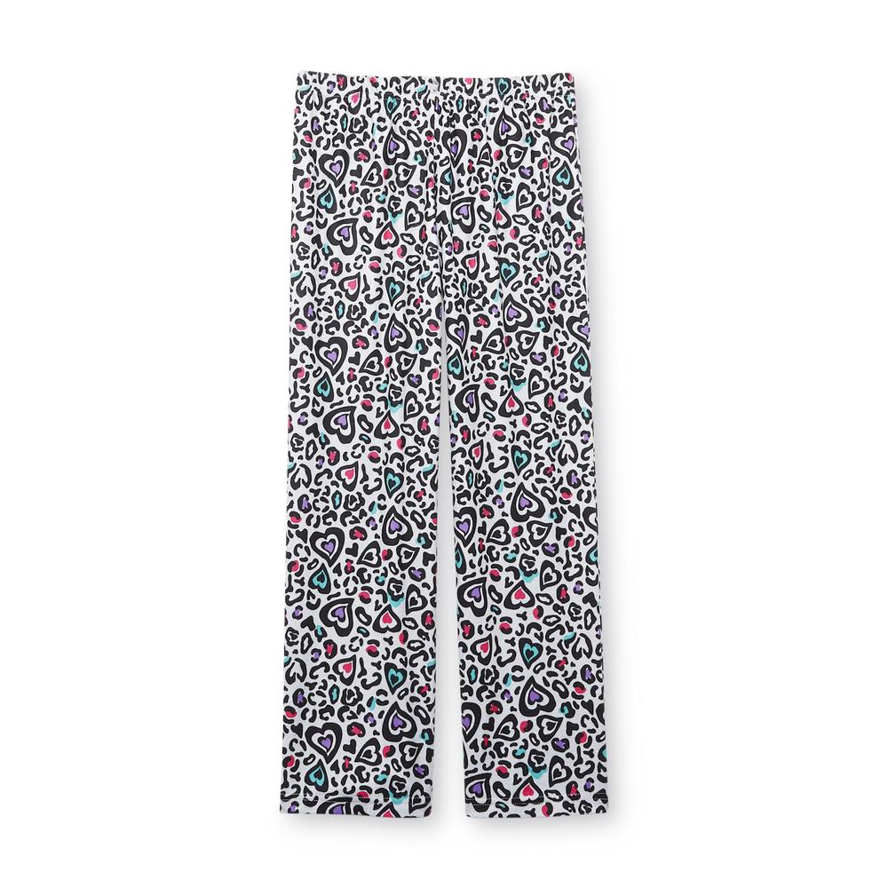 Joe Boxer Girl's Flannel Pajamas - Leopard Print & Hearts