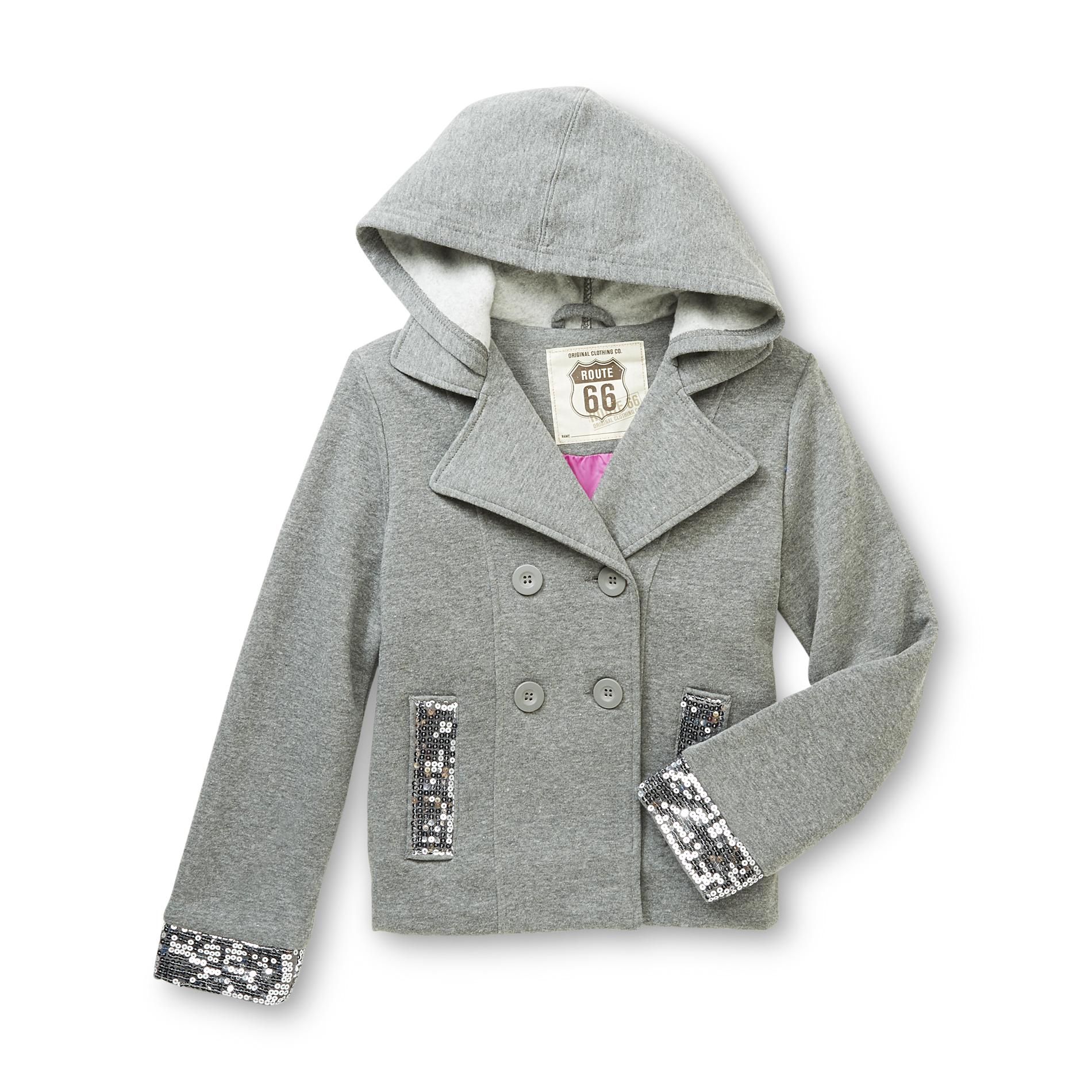 Route 66 Girl's Embellished Knit Peacoat