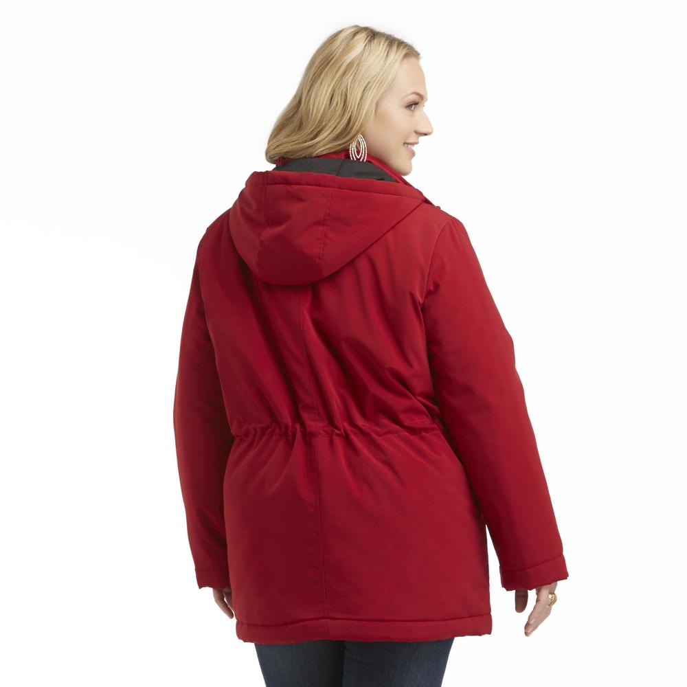 Basic Editions Women's Plus Hooded Winter Jacket