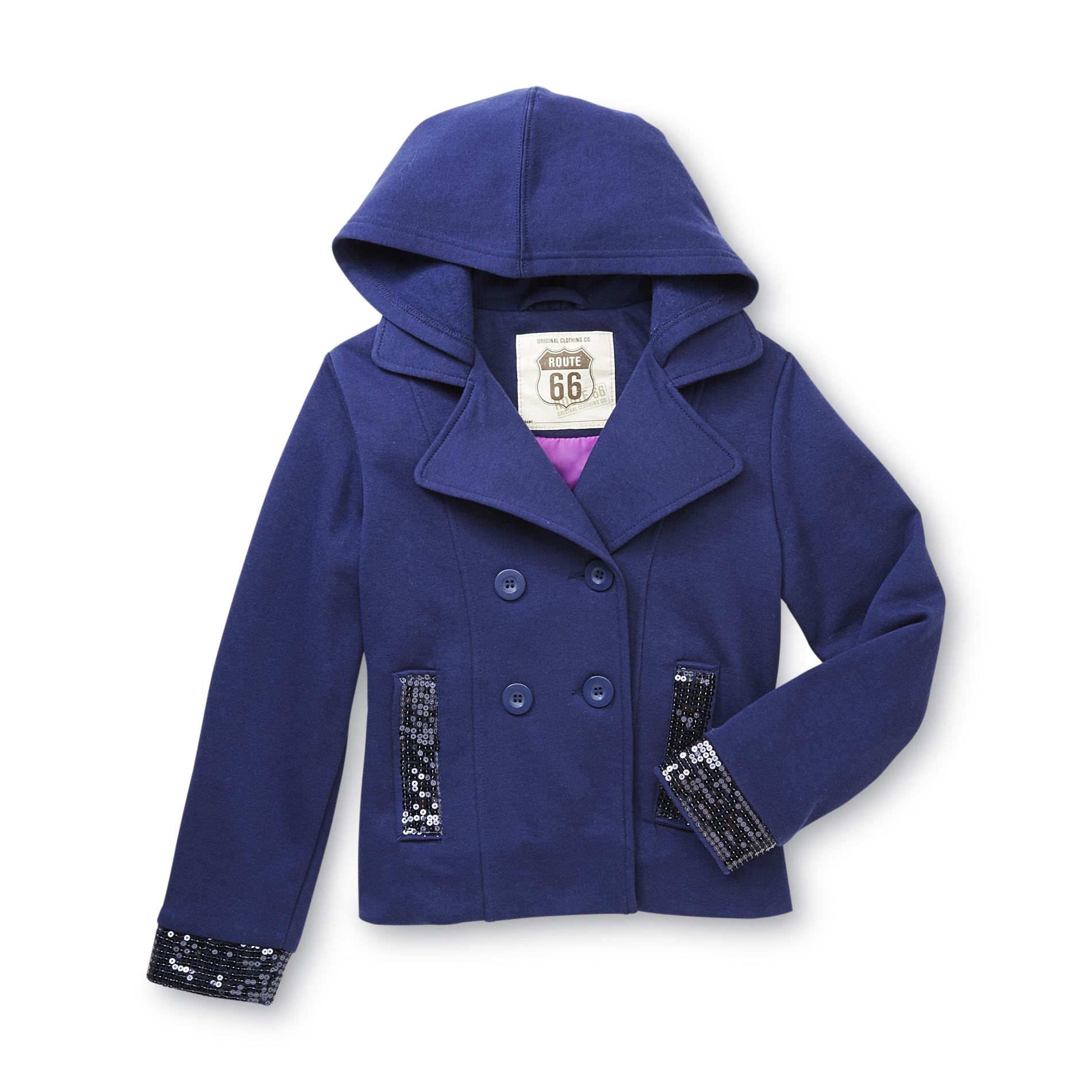 Route 66 Girl's Embellished Knit Peacoat