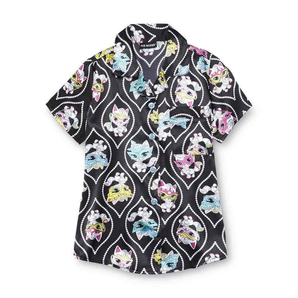 Joe Boxer Girl's Pajama Shirt & Shorts - Masked Cats