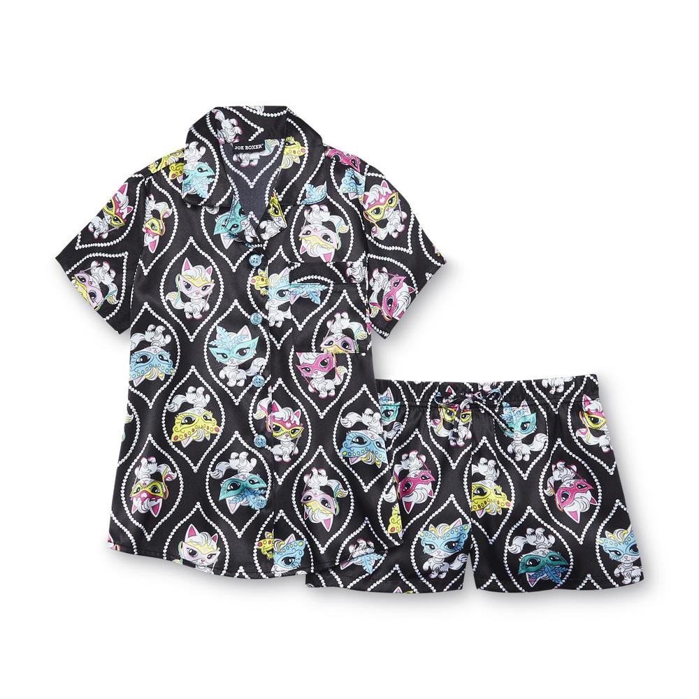 Joe Boxer Girl's Pajama Shirt & Shorts - Masked Cats