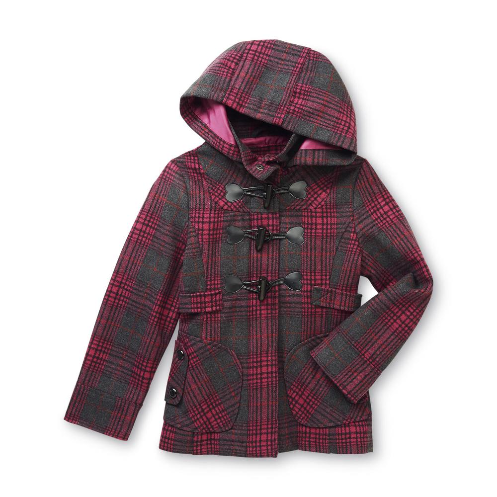 Route 66 Girl's Heart Toggle Wool-Blend Hooded Jacket - Plaid
