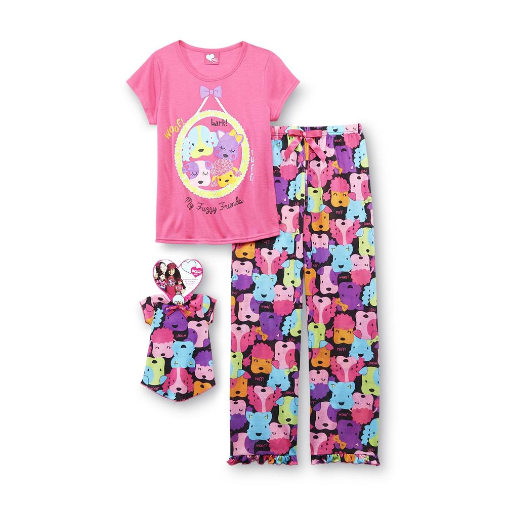 What A Doll Girl's Pajamas & Doll Dress - Dogs