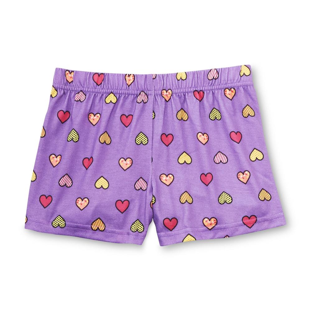 Joe Boxer Girl's Pajama Shirt & 2 Pairs Shorts - Bunny & Hearts