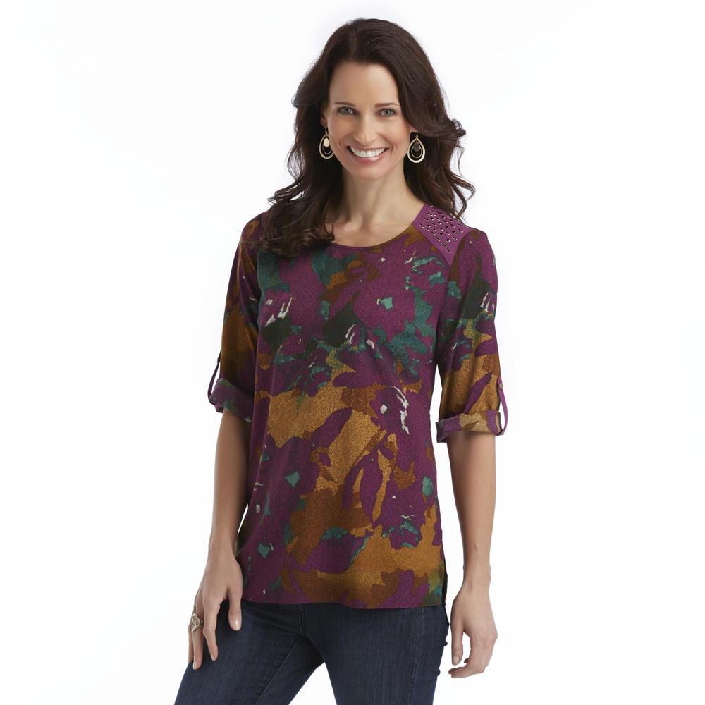 Jaclyn Smith Women's Embellished Tunic Shirt - Floral