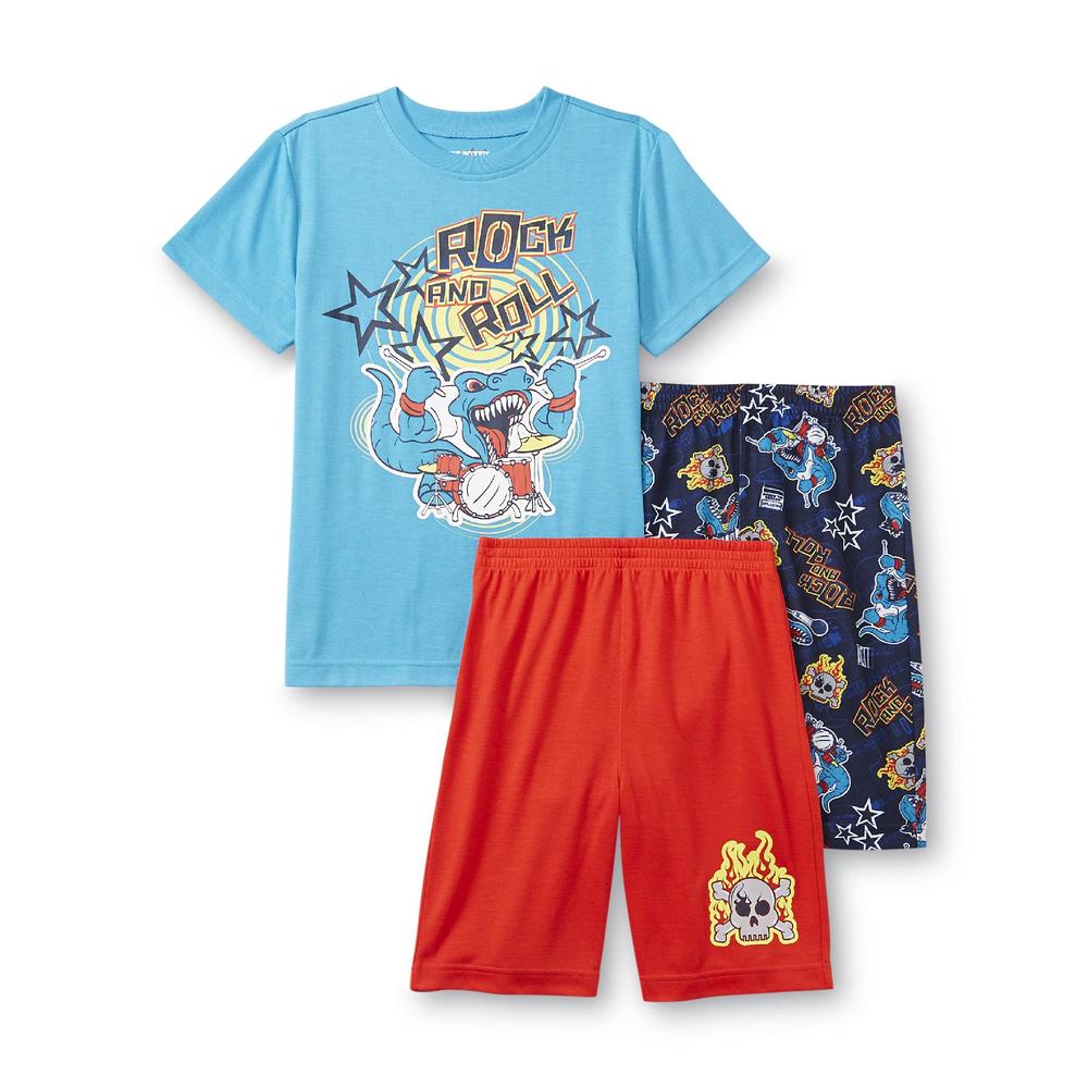 Joe Boxer Boy's Pajama Shirt & 2 Pairs Shorts - Dino Drummer