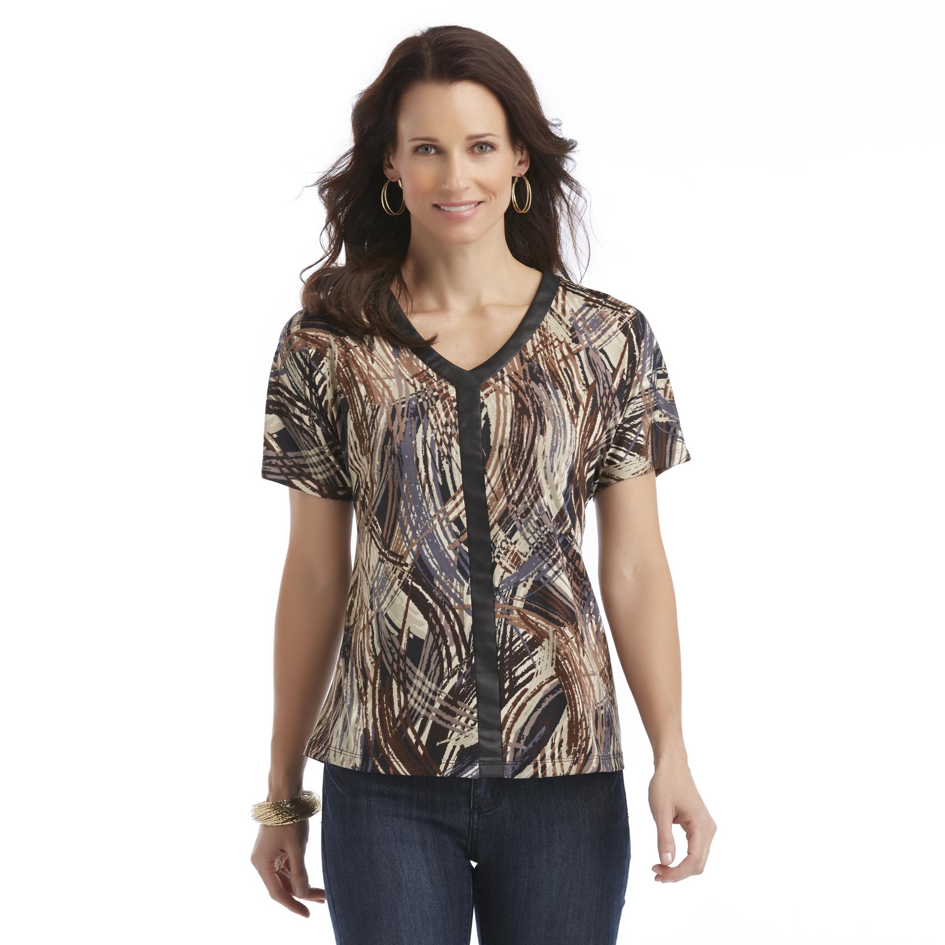 Jaclyn Smith Women's Banded V-Neck Top