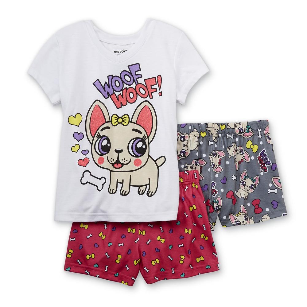 Joe Boxer Girl's Pajama Shirt & 2 Pairs Shorts - Puppy