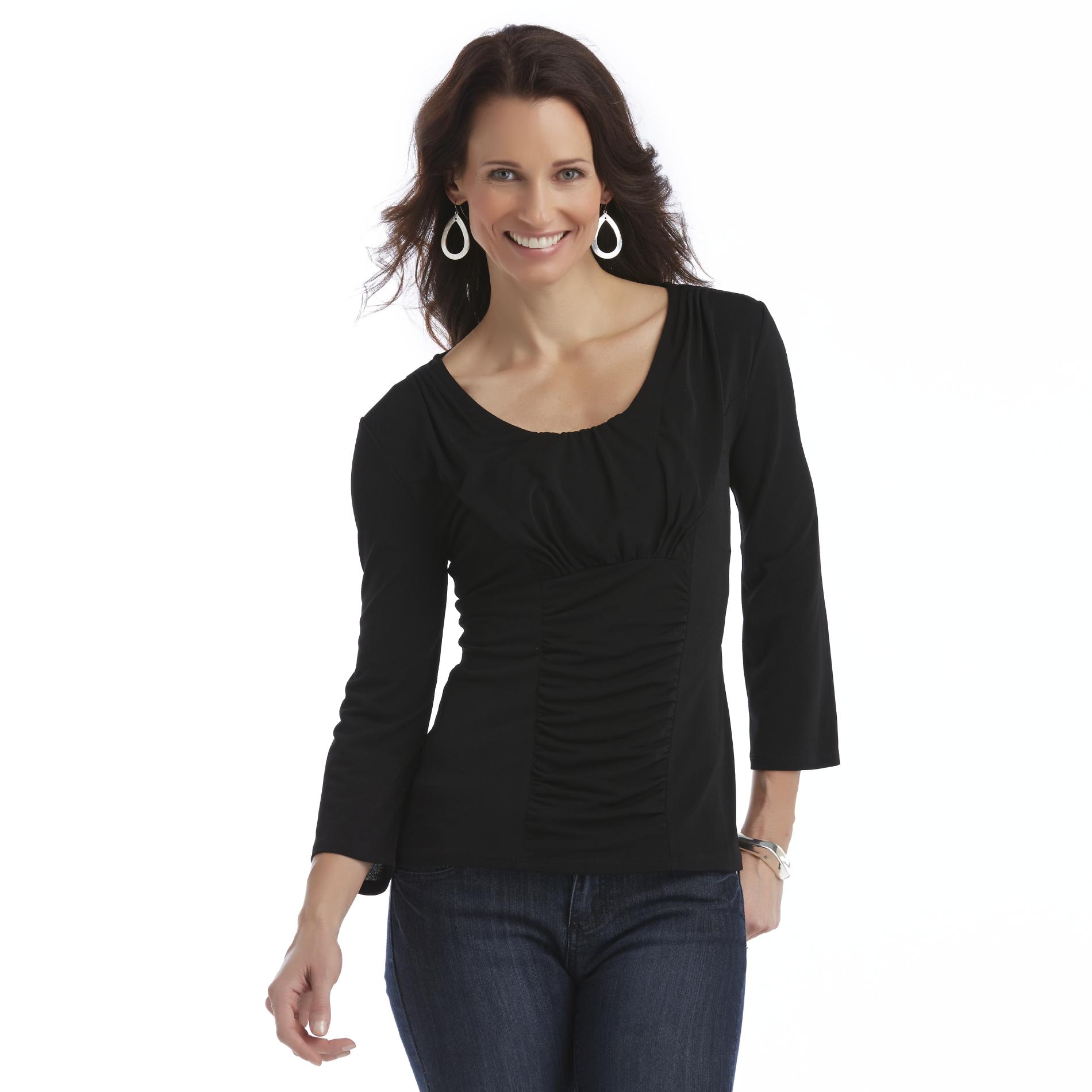 Jaclyn Smith Women's Ruched Panel Top