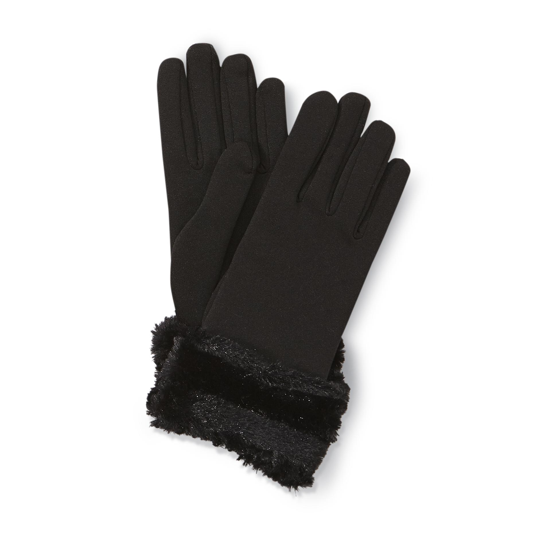 Jaclyn Smith Women's Gloves - Faux Fur Trim