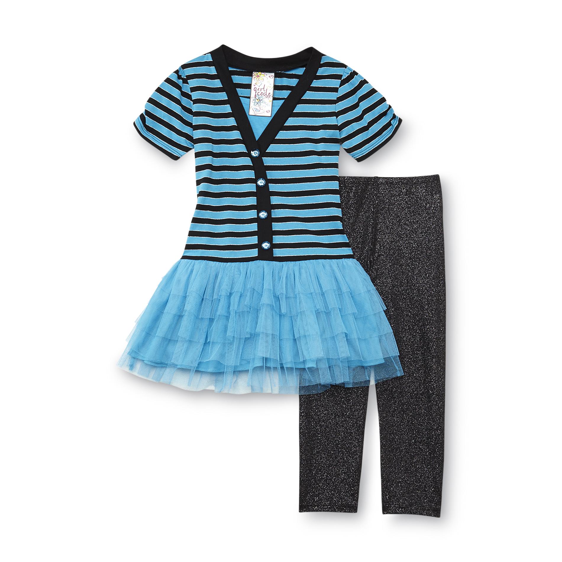 Girl Code Girl's Layered-Look Tutu Dress & Leggings - Striped