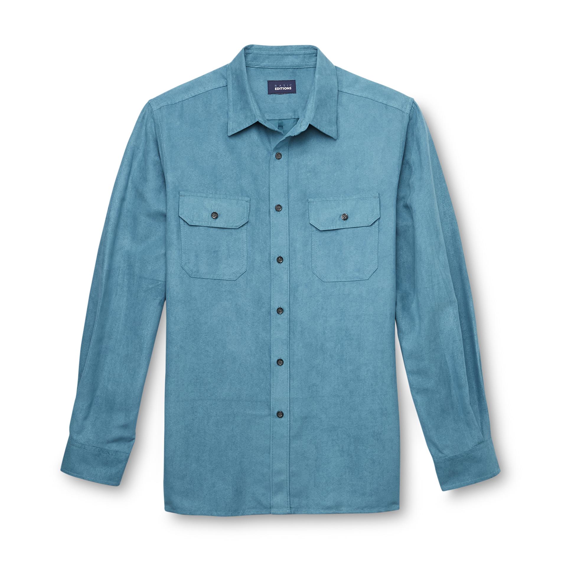 Basic Editions Men's Microsuede Button-Front Shirt
