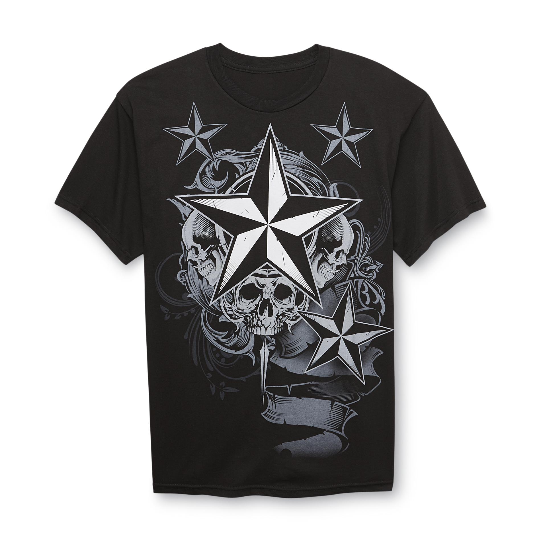Screen Tee Market Brands Young Men's Graphic T-Shirt - Skulls & Stars