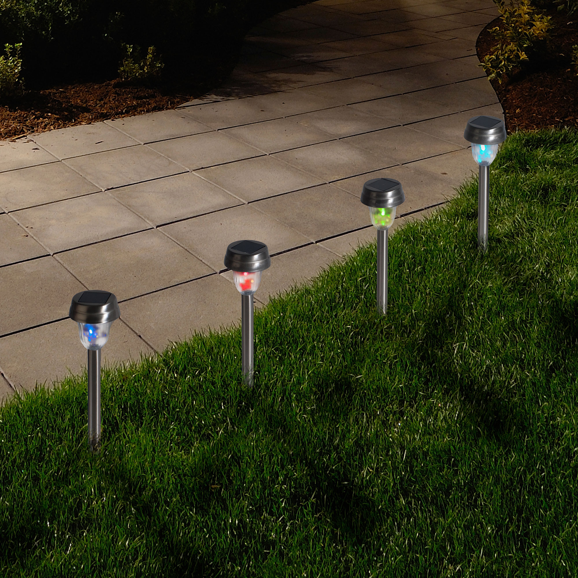 Pure Garden Outdoor Solar Yard Lights Color Changing - Set of 6