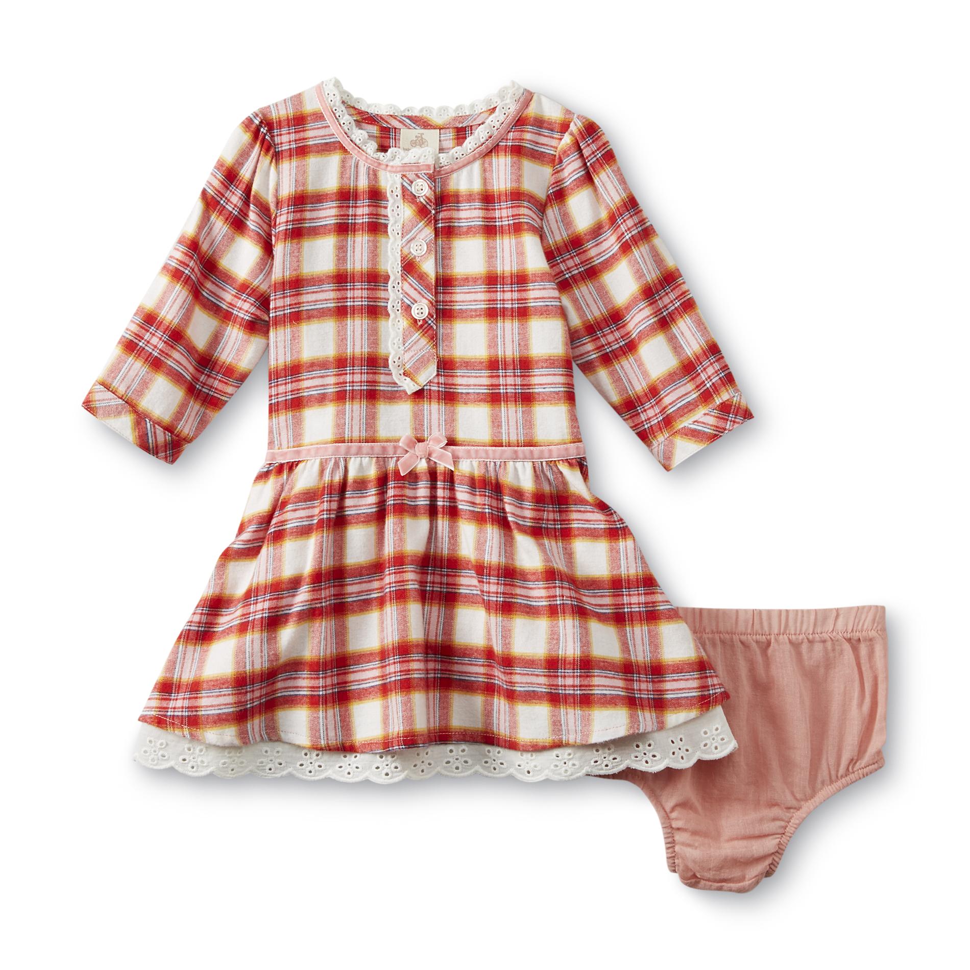 Route 66 Infant & Toddler Girl's Knit Dress & Diaper Cover - Plaid