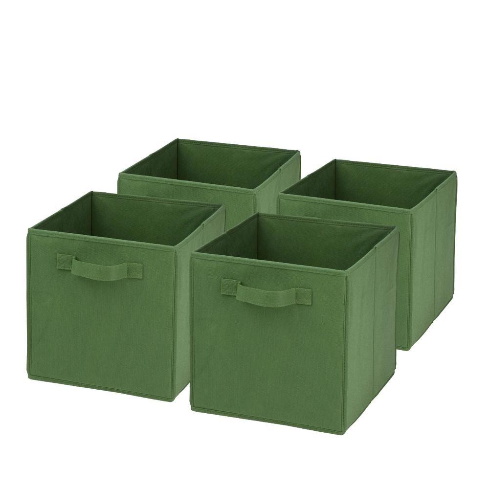 Honey Can Do 4 pack Non-woven foldable cube- green
