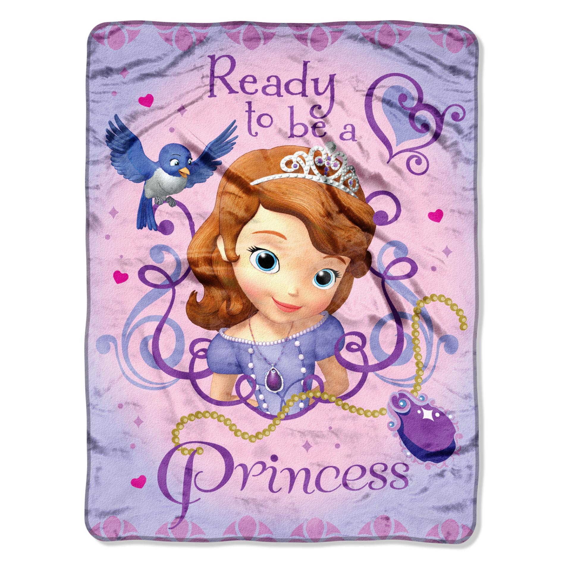 Disney Sofia the First Girl's Plush Throw Blanket - Ready To Be A Princess