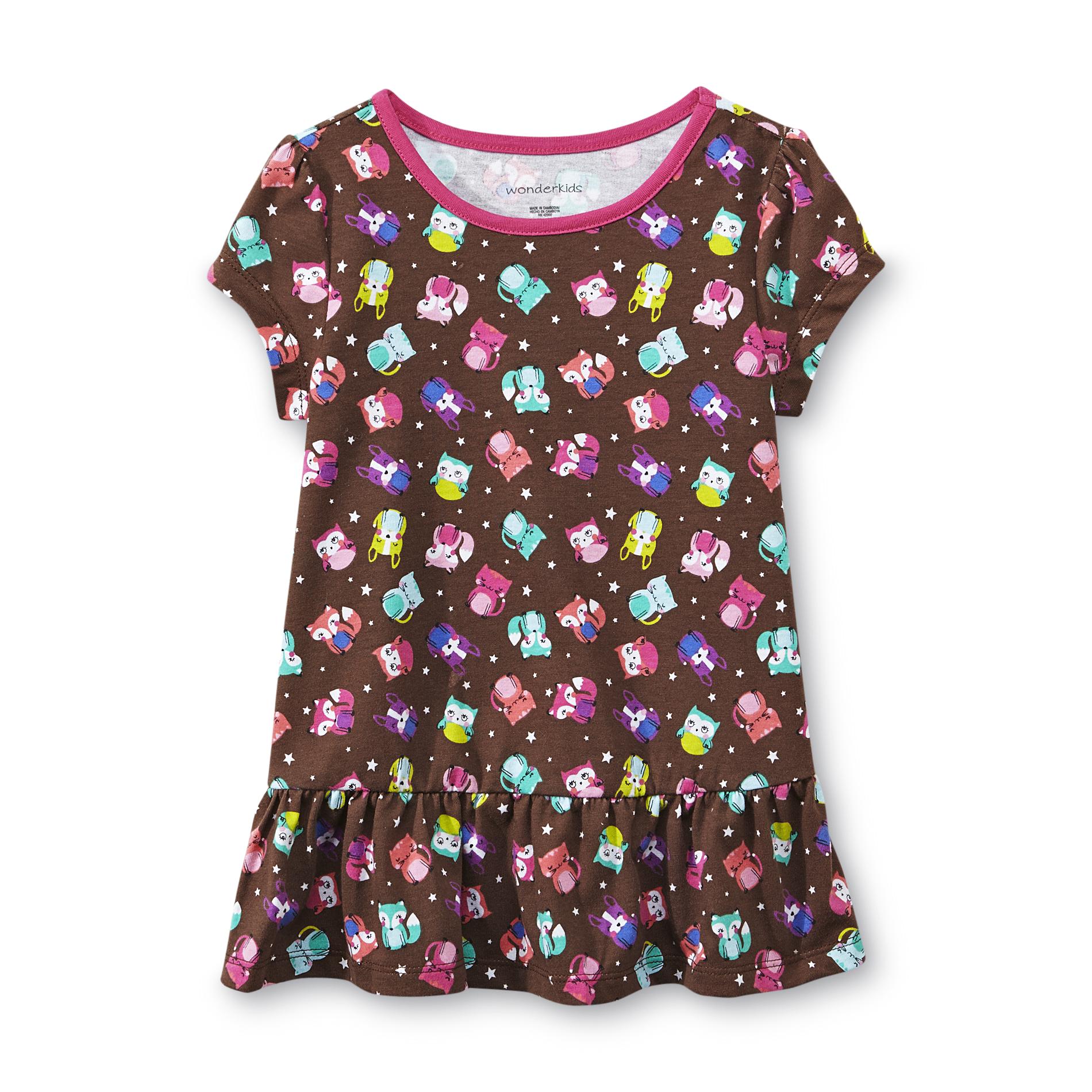 WonderKids Toddler Girl's Short-Sleeve Peplum Top - Animals