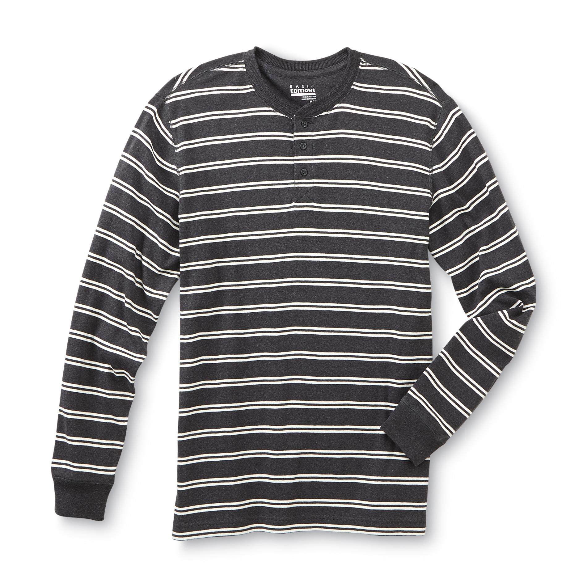 Basic Editions Men's Henley Shirt - Striped
