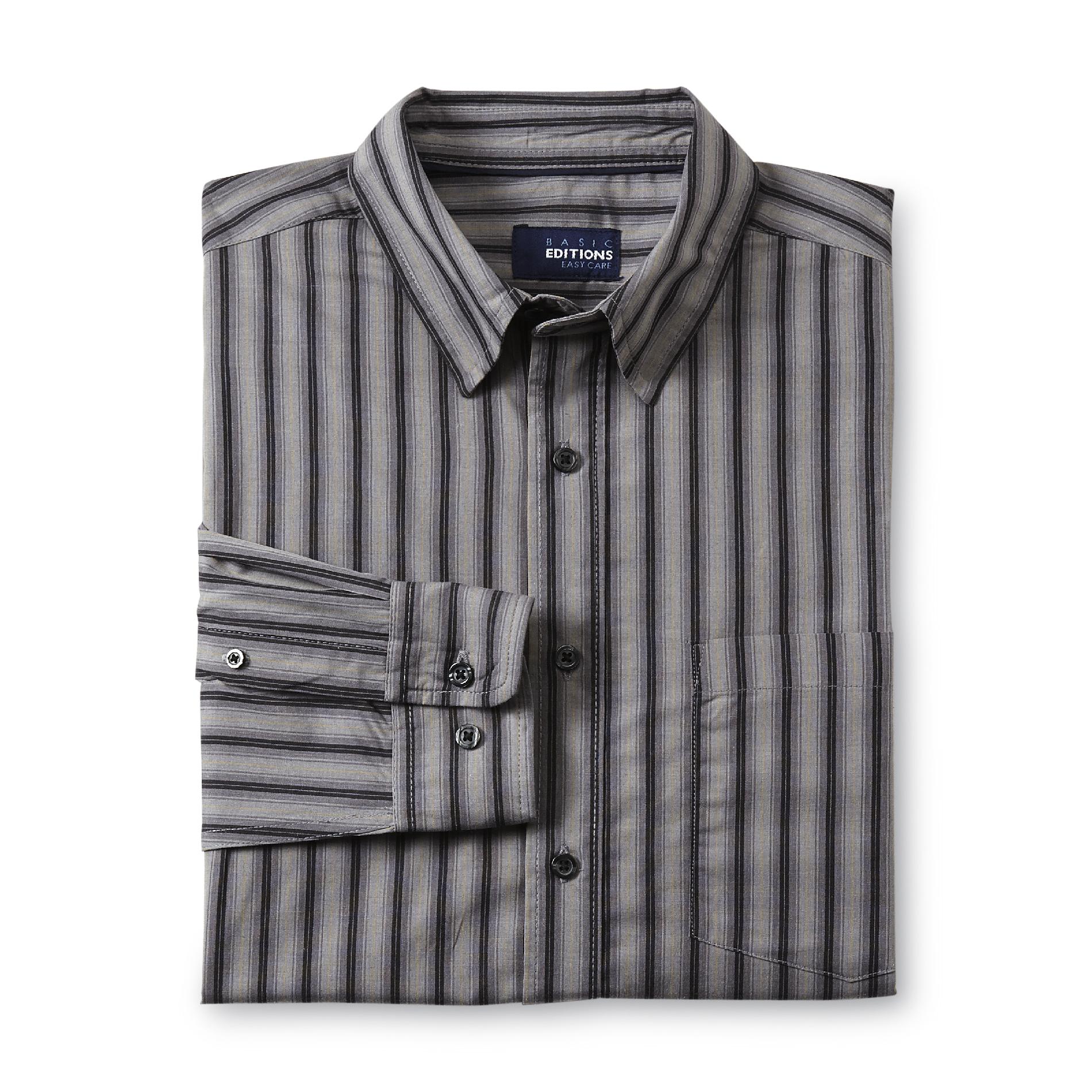 Basic Editions Men's Easy Care Dress Shirt - Striped