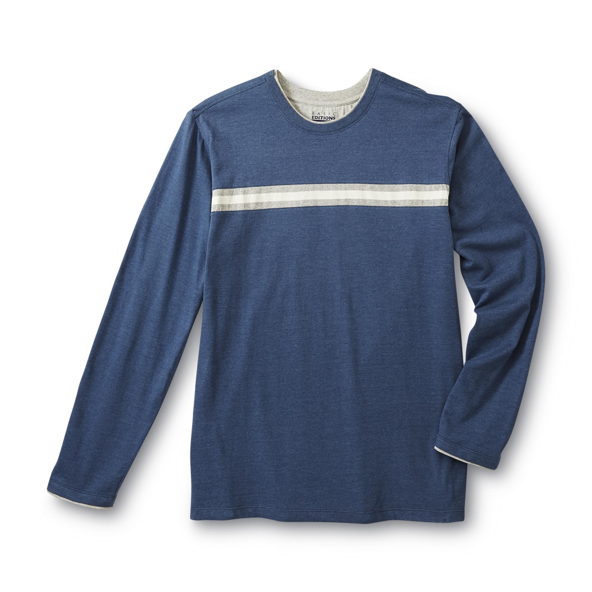 Basic Editions Men's Layered Look Long-Sleeve T-Shirt - Stripe