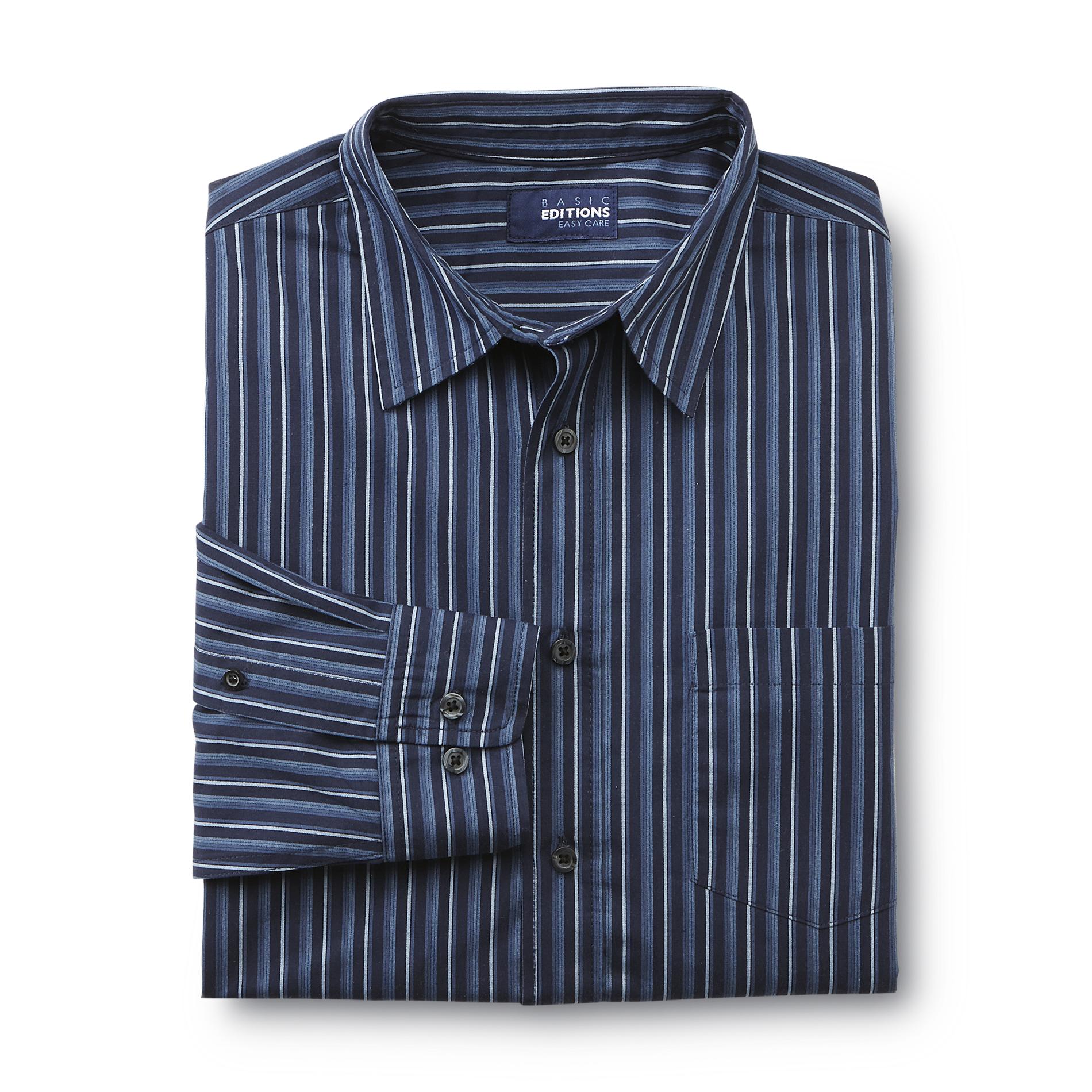 Basic Editions Men's Easy Care Dress Shirt - Striped