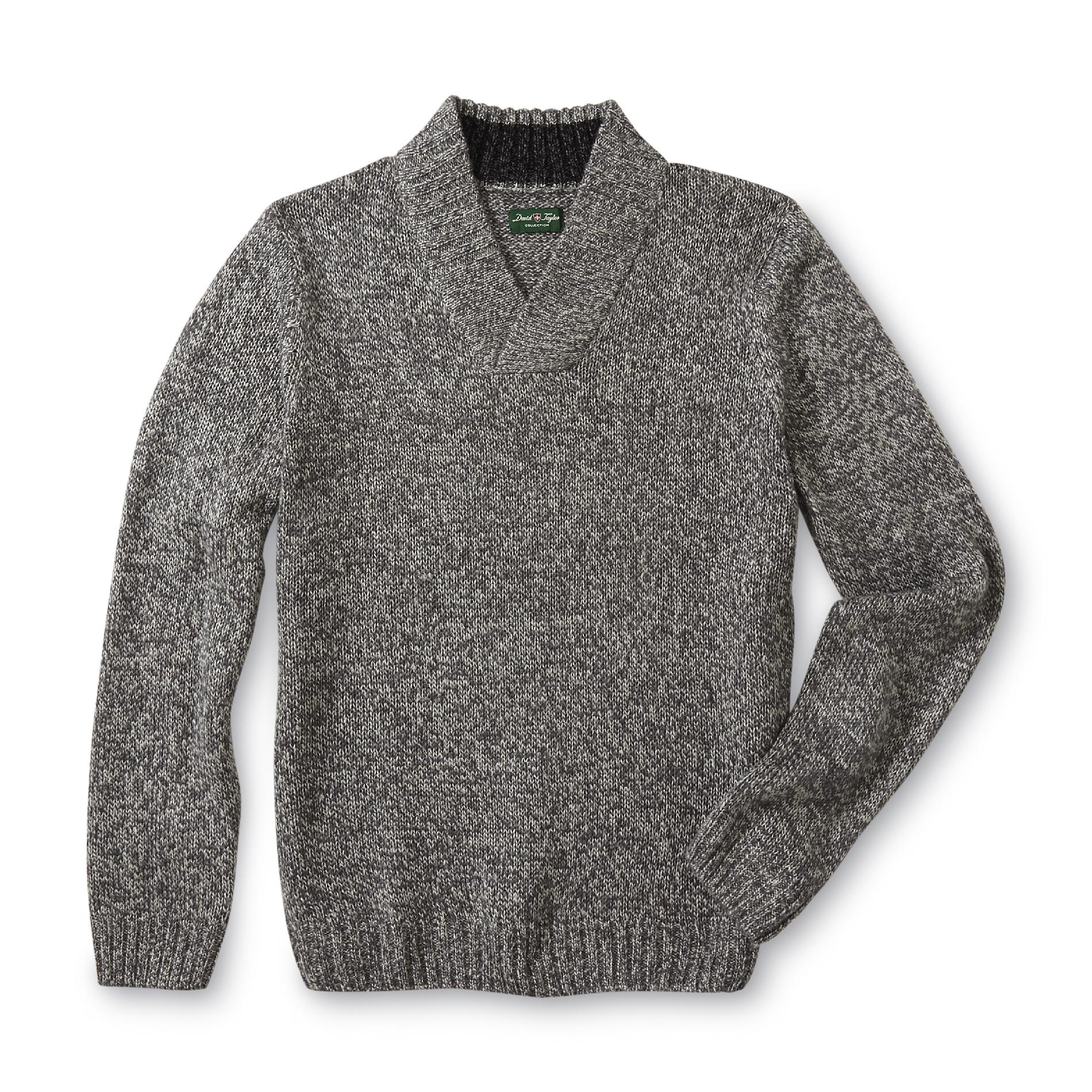 David Taylor Collection Men's Crossover V-Neck Sweater - Marled