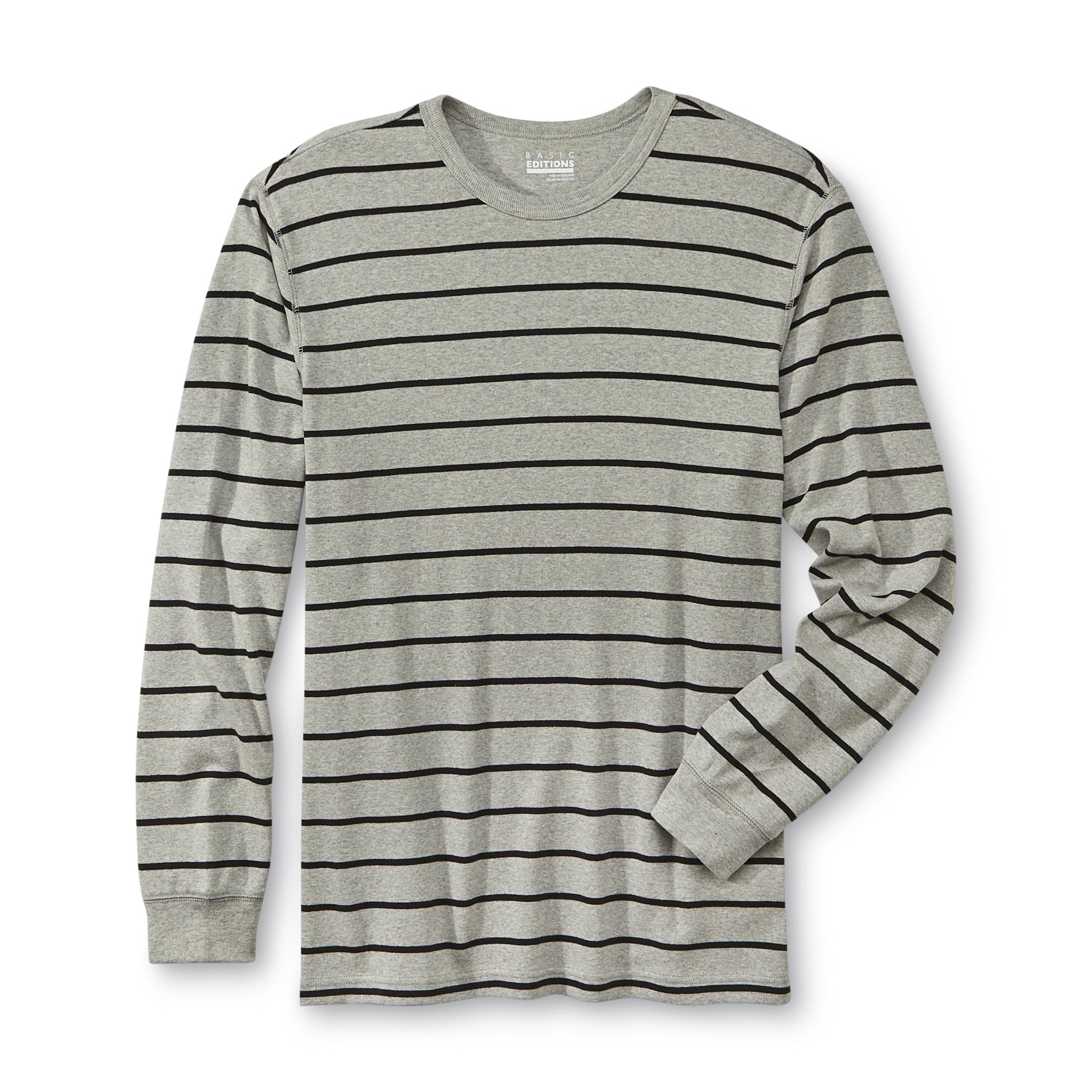 Basic Editions Men's Long-Sleeve Knit Shirt - Heathered Stripe