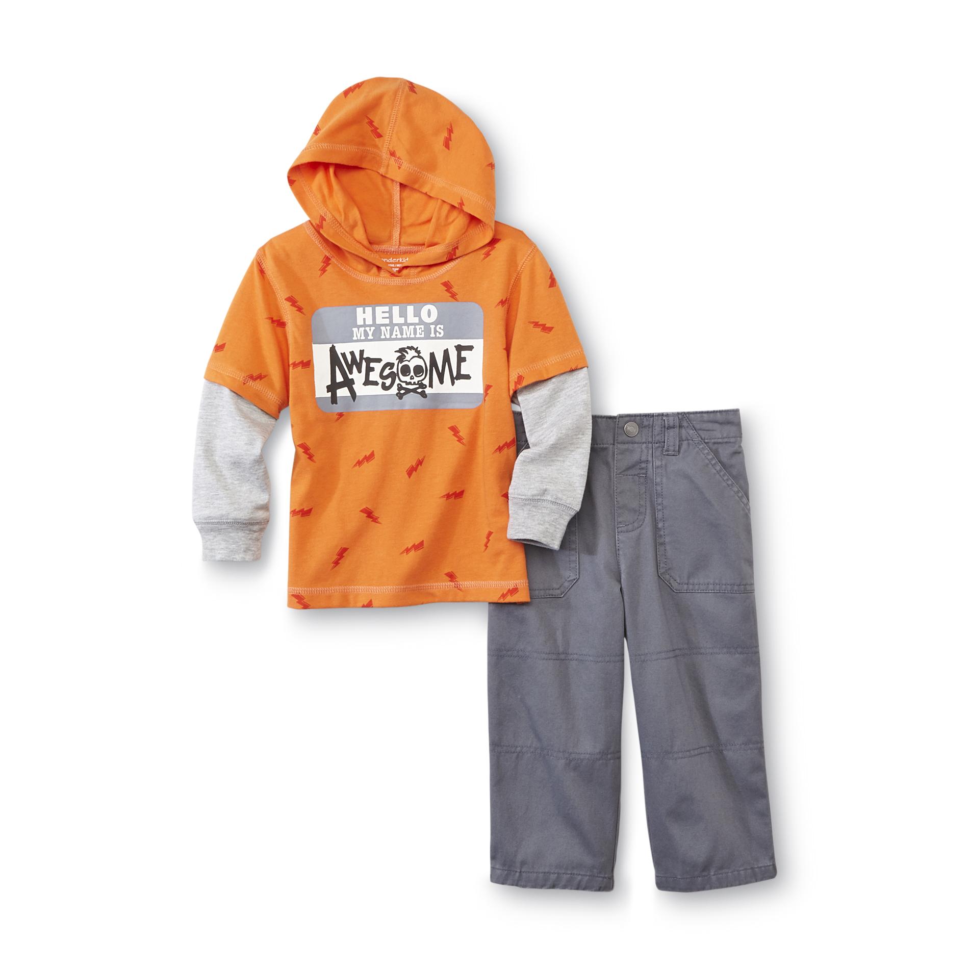 WonderKids Infant & Toddler Boy's Layered-Look Hoodie & Pants - Awesome