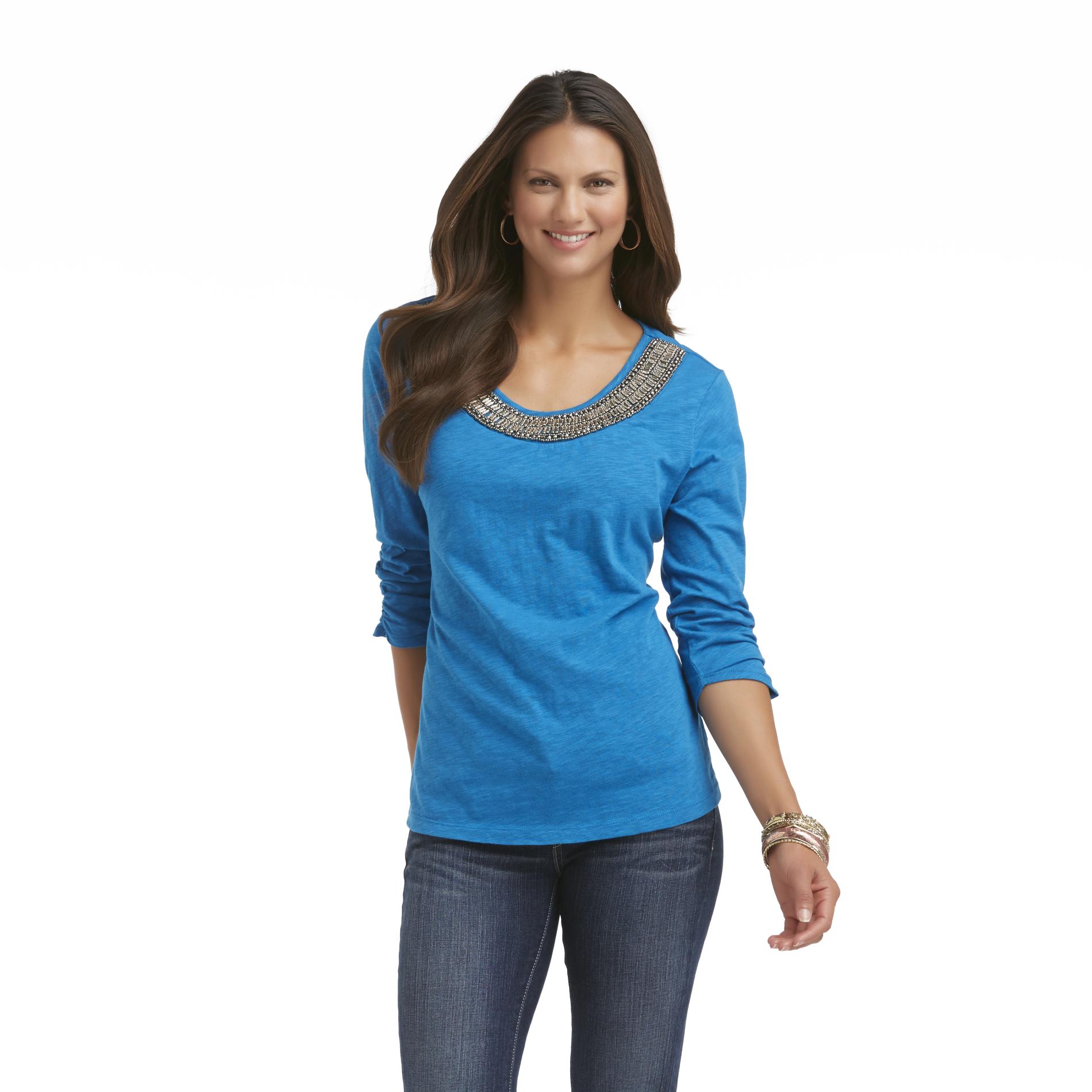 Canyon River Blues Women's Embellished Neckline Top
