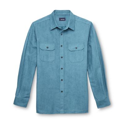 Basic Editions Men's Big & Tall Microsuede Button-Front Shirt