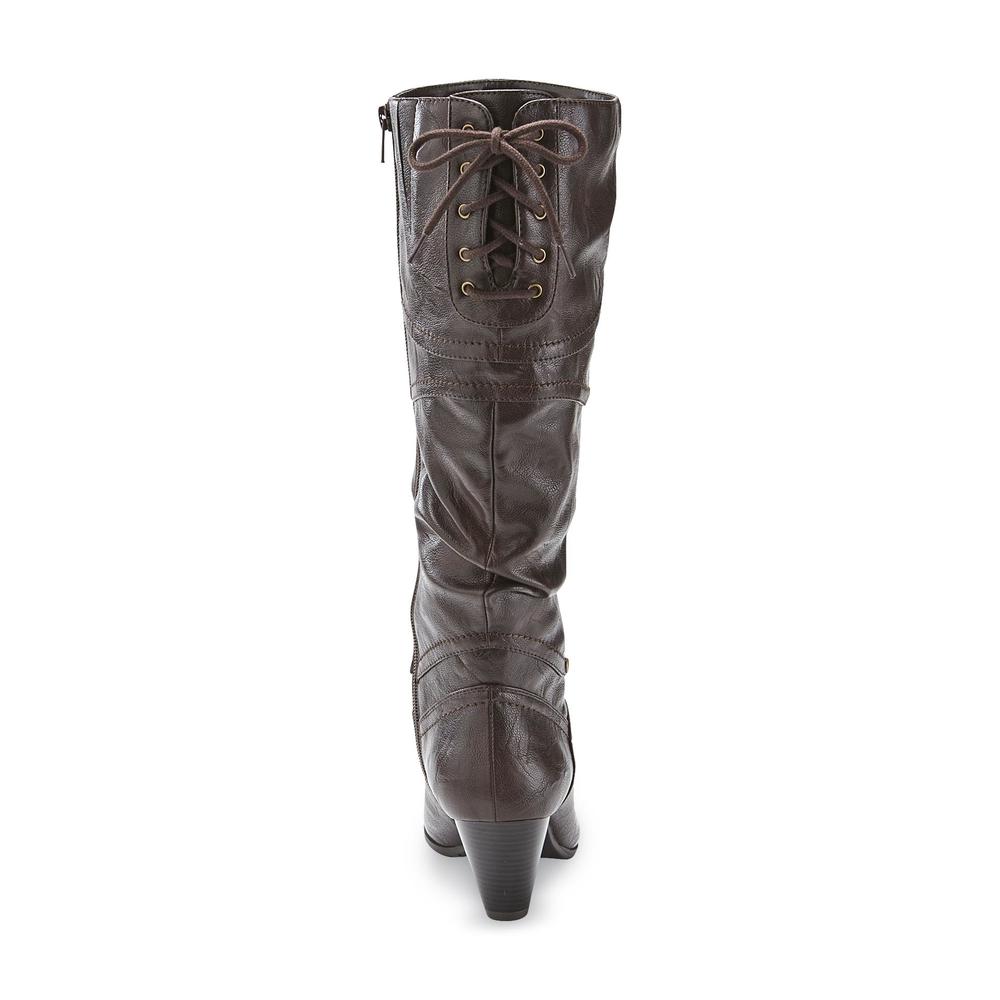 Bongo Women's Reese Brown Medium and Wide  Extended Calf Boot