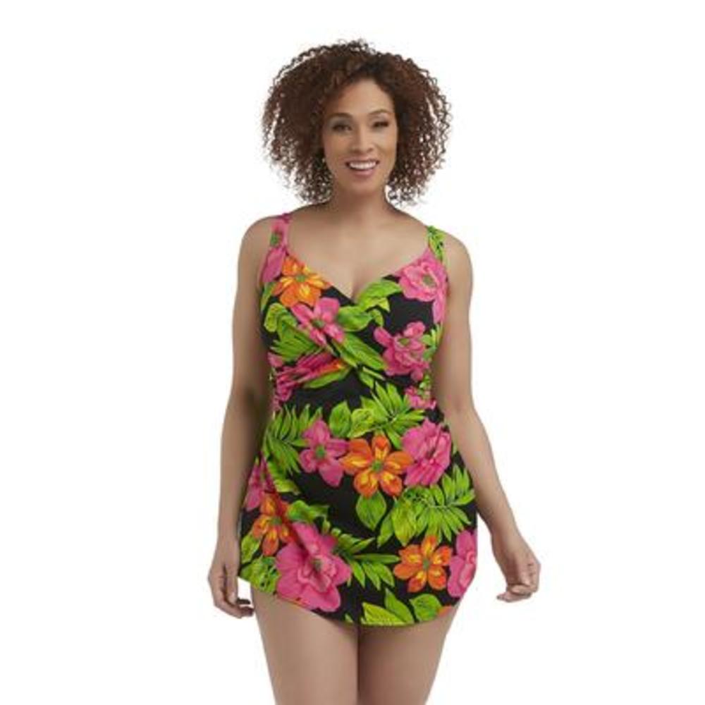 Tropical Escape Women's Plus One-Piece Swimsuit - Floral