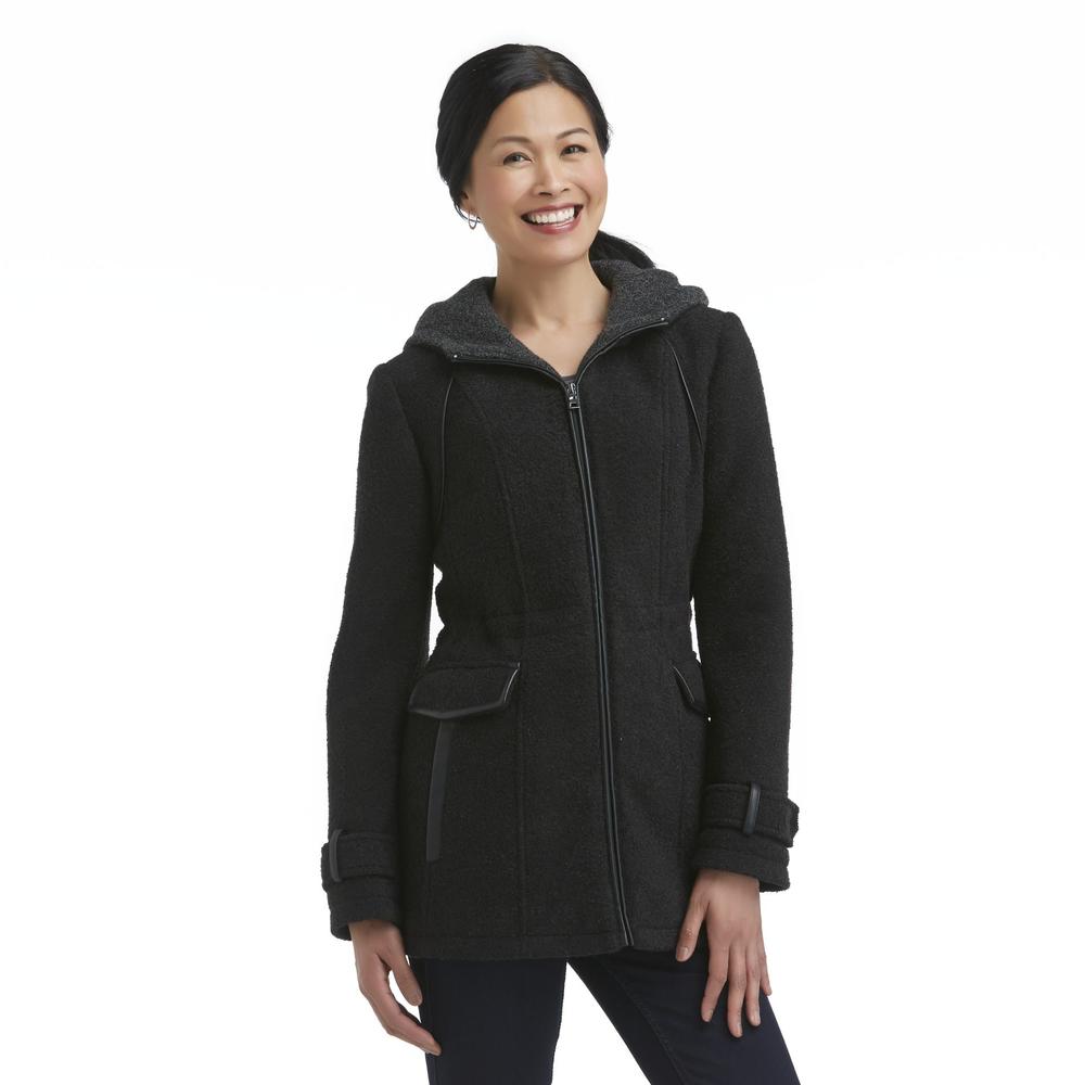 Basic Editions Women's Hooded Boucle Jacket