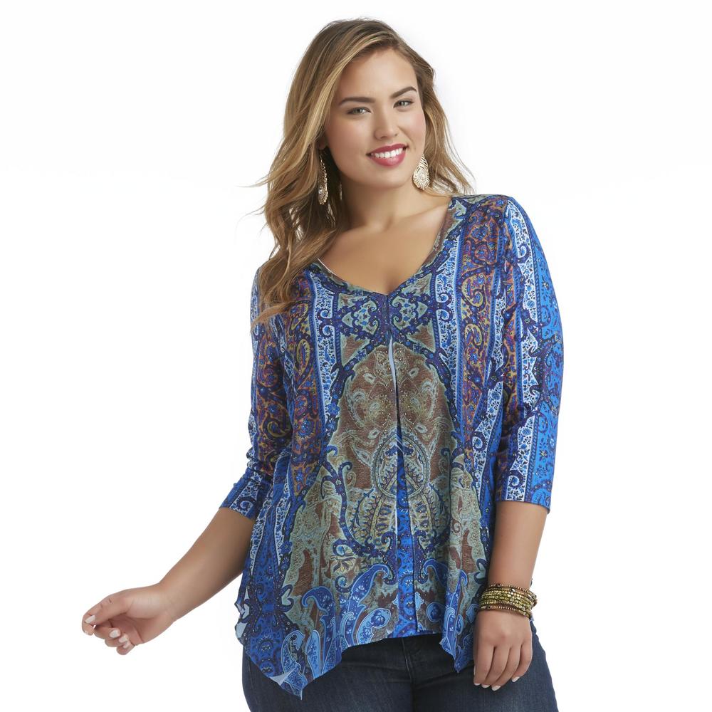 Live and Let Live Women's Plus Split-Front Top - Eastern