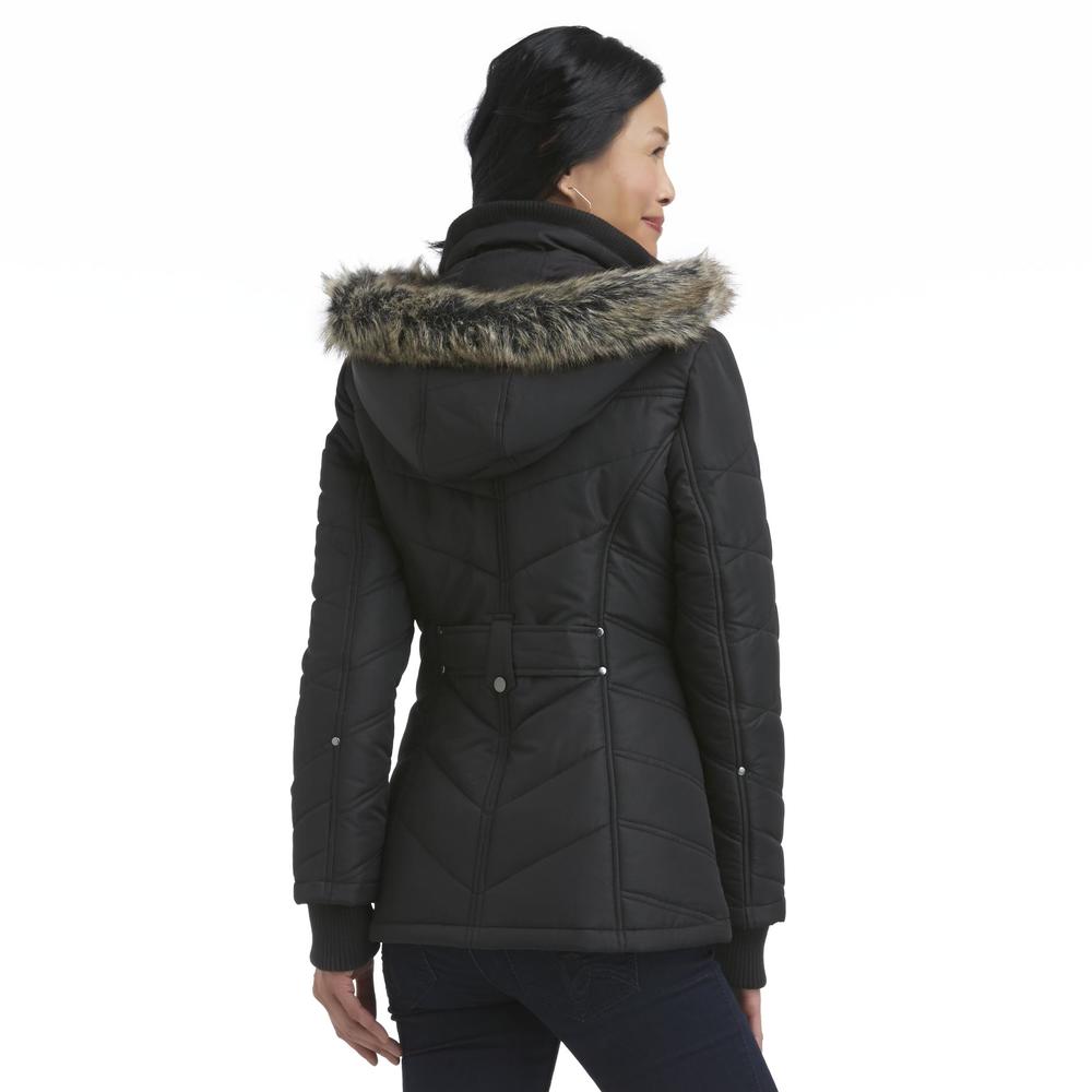 Basic Editions Women's Hooded Puffer Coat