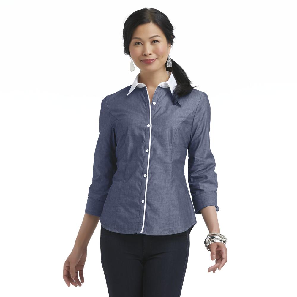 Jaclyn Smith Women's Tailored Chambray Shirt