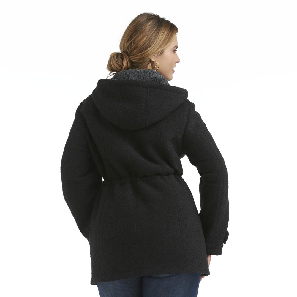 Basic Editions Women's Plus Boucle Hooded Jacket