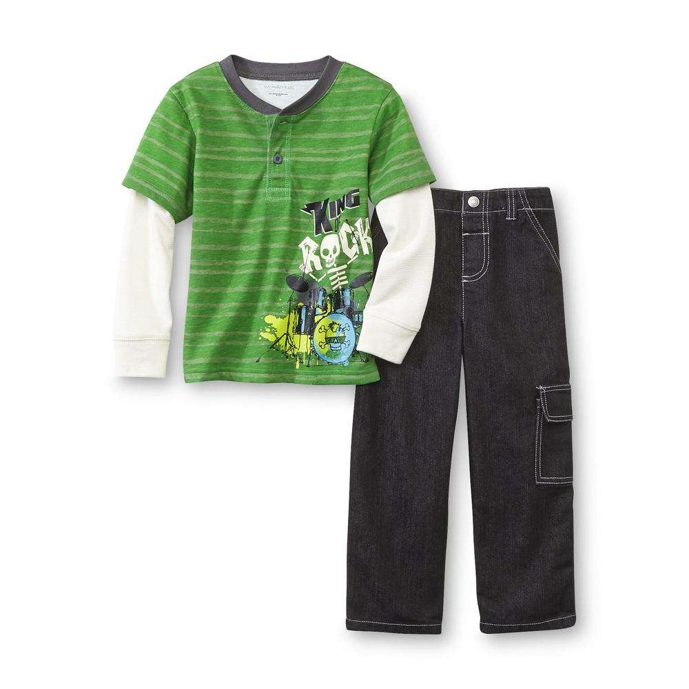 WonderKids Toddler Boy's T-Shirt & Cargo Jeans - Skeleton