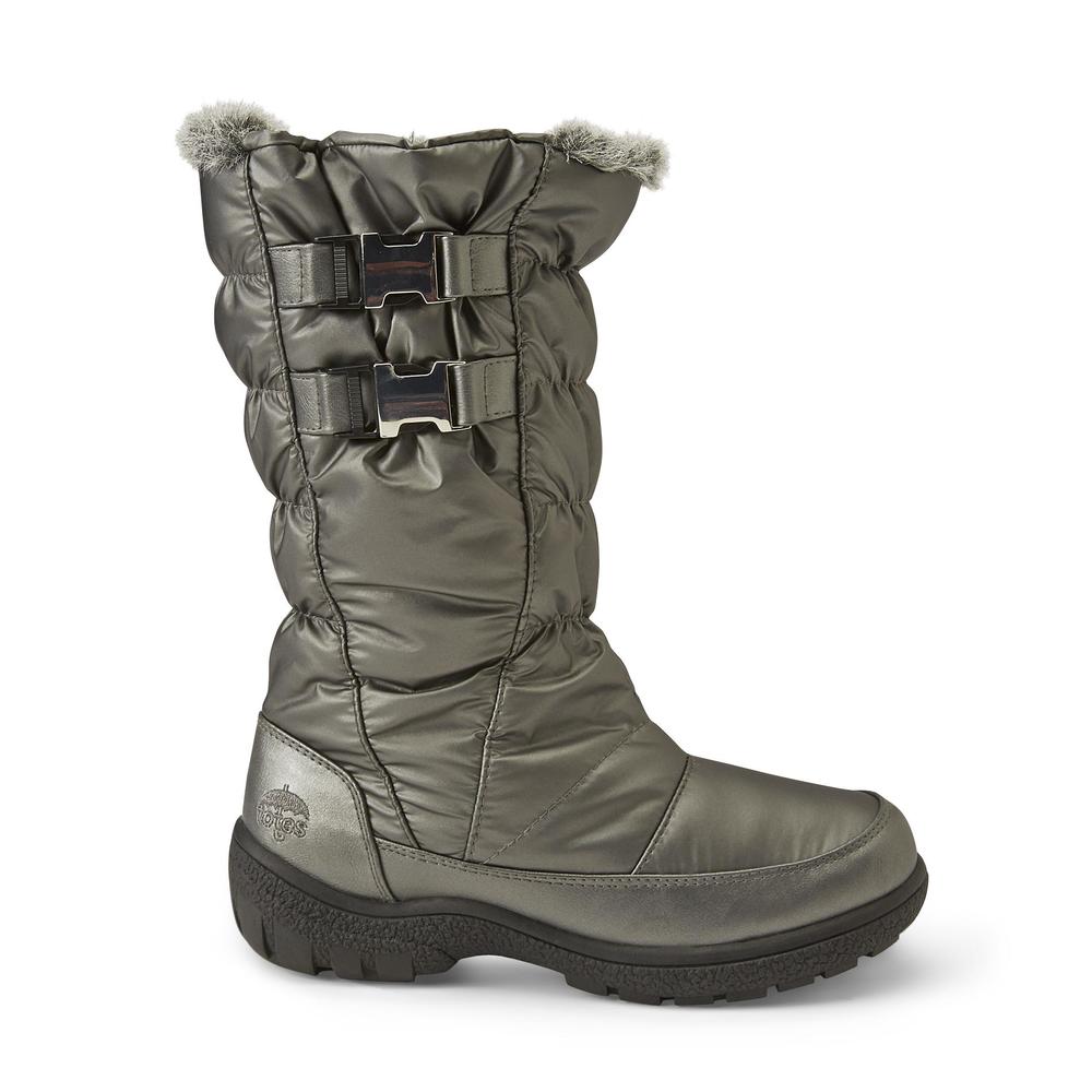 Totes Women's Chiberia Quilted Winter Boot - Pewter