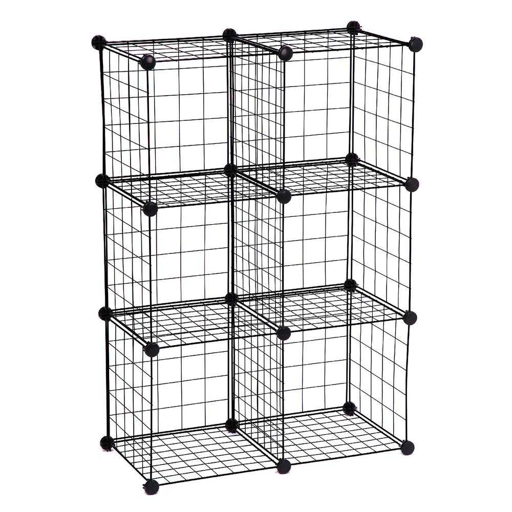 Honey Can Do 6 Pack Modular Mesh Storage Cube, Black