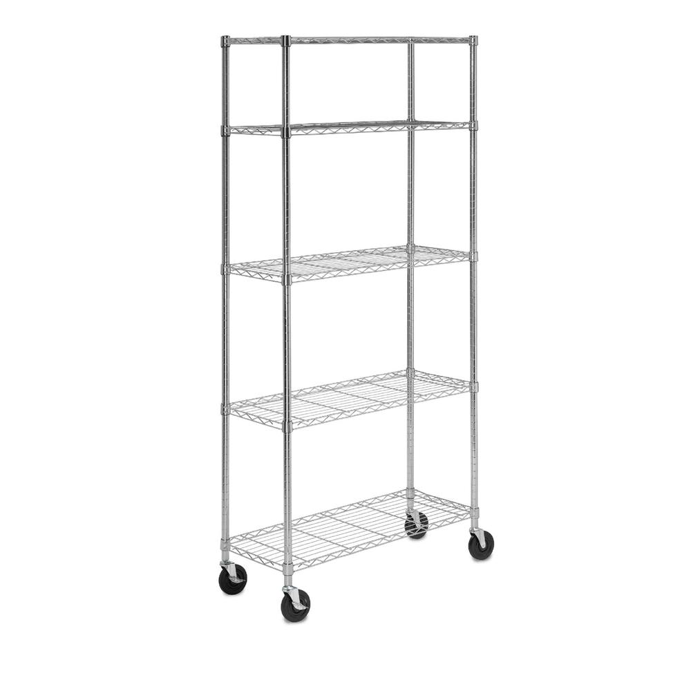 Honey Can Do 5 Tier Chrome Shelving Unit with Casters