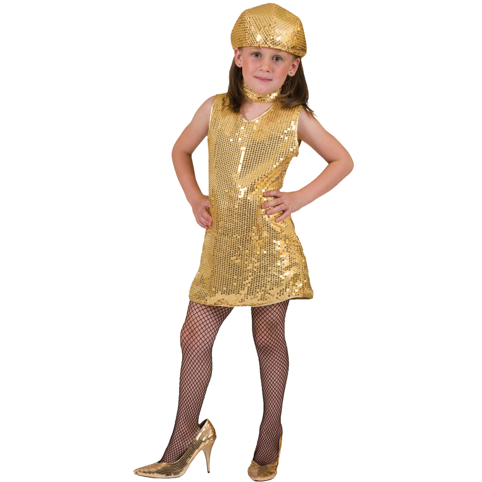 Girls Disco Dress Gold Halloween Costume